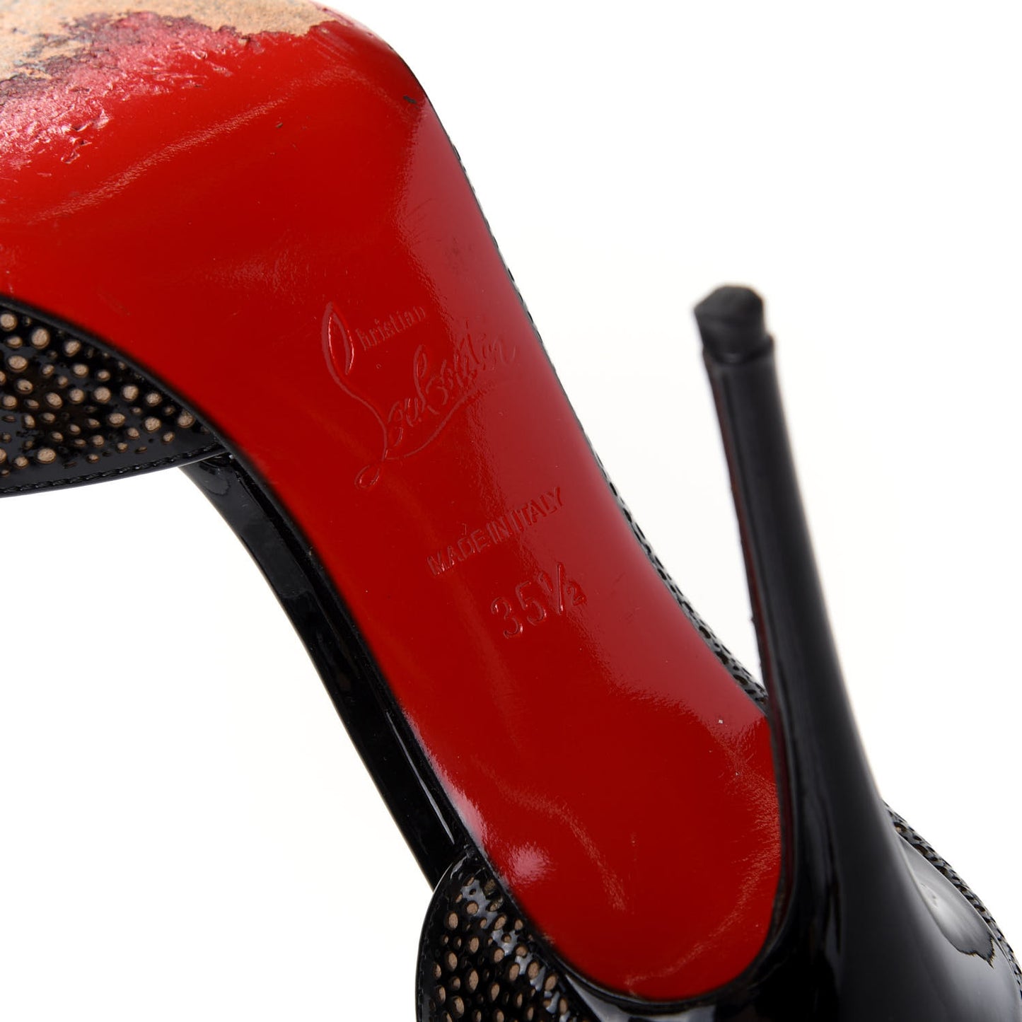 Patent Calfskin Perforated D'Orsay Pumps 35.5 Black