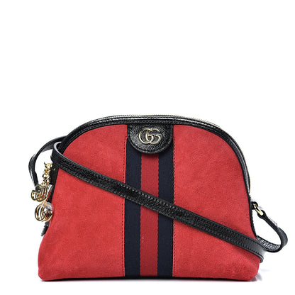 Gucci Suede Patent Web GG Small Ophidia Dome Shoulder Bag Hibiscus Red 1 of 10