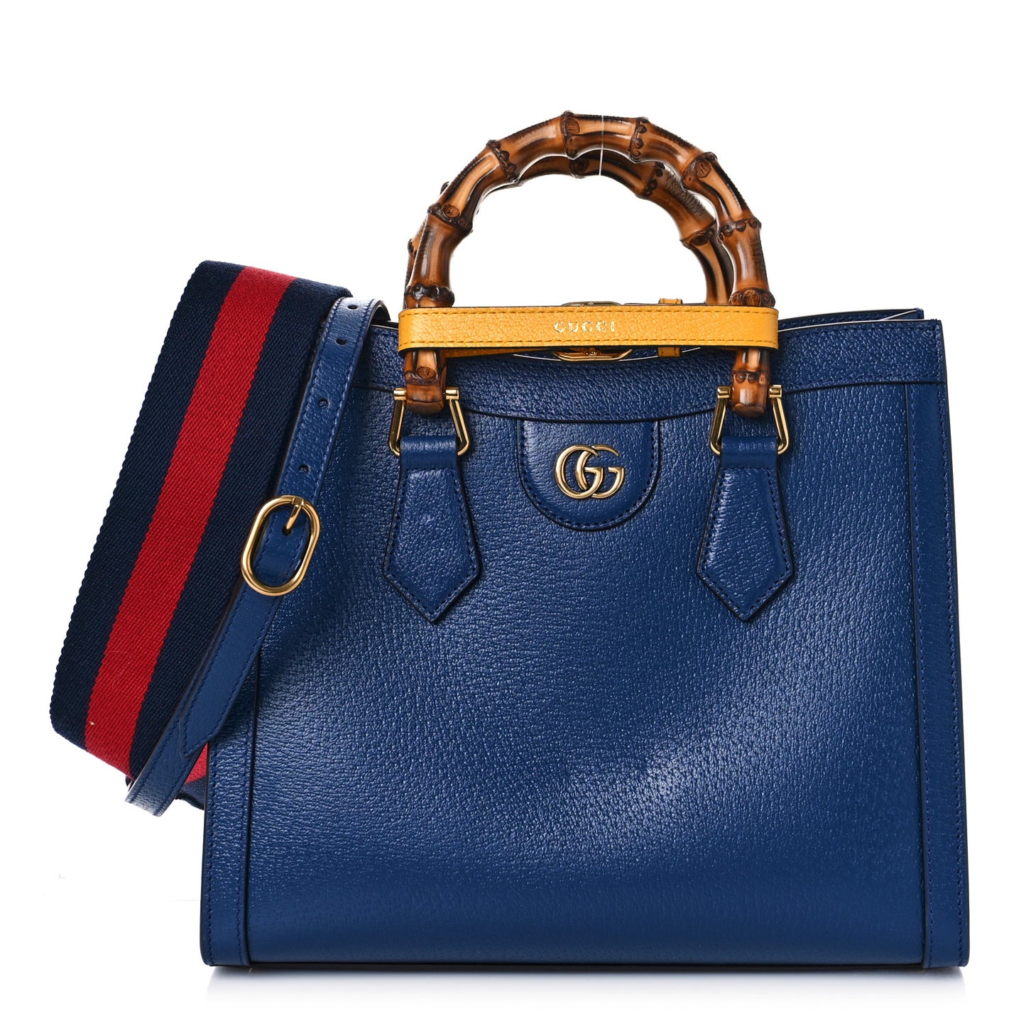 Textured Dollar Calfskin Web Small Diana Tote Bag Royal Crop
