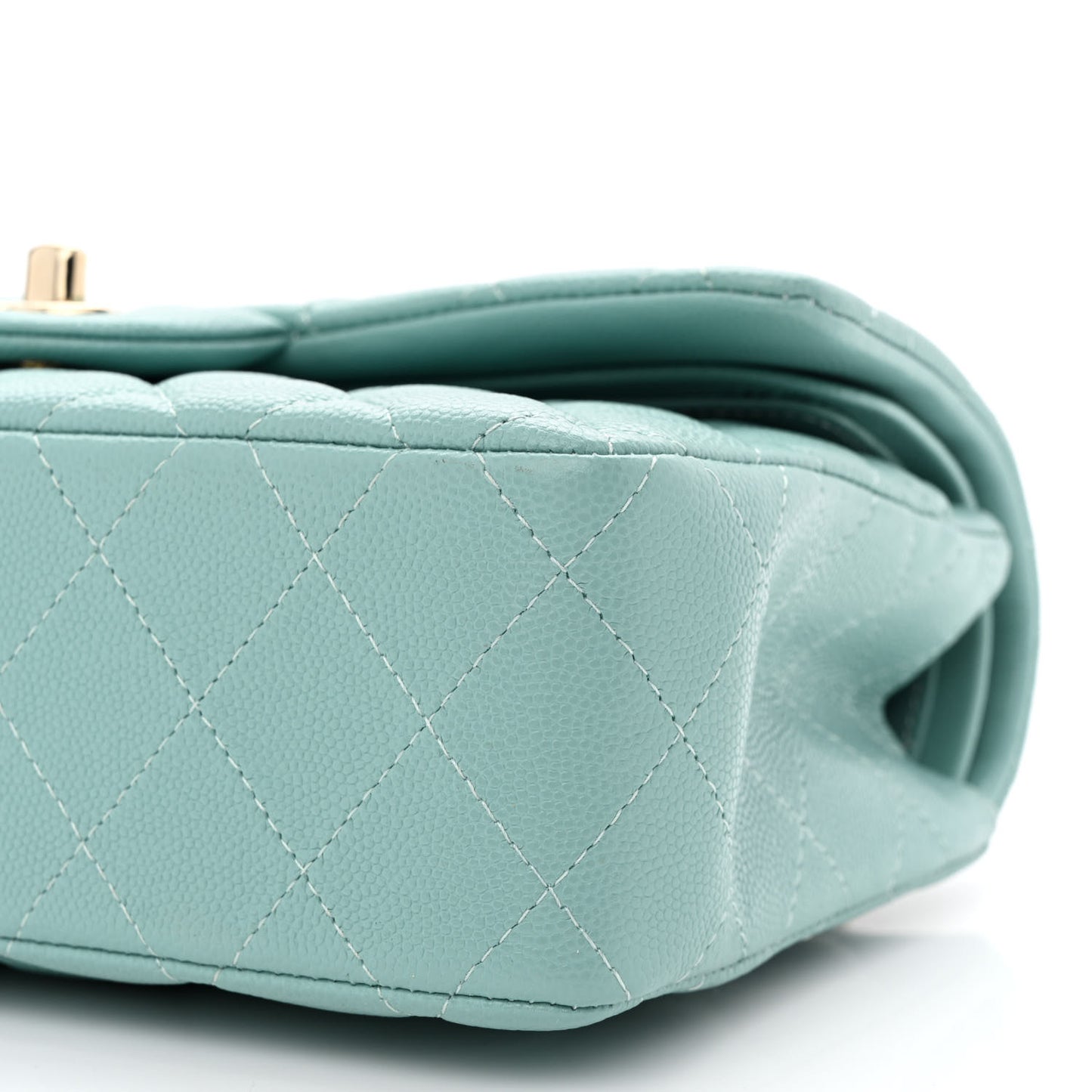 Caviar Quilted Small Double Flap Light Blue