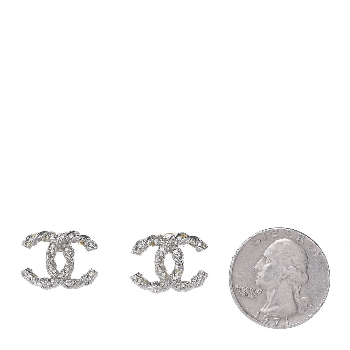 Crystal CC Twisted Earrings Silver