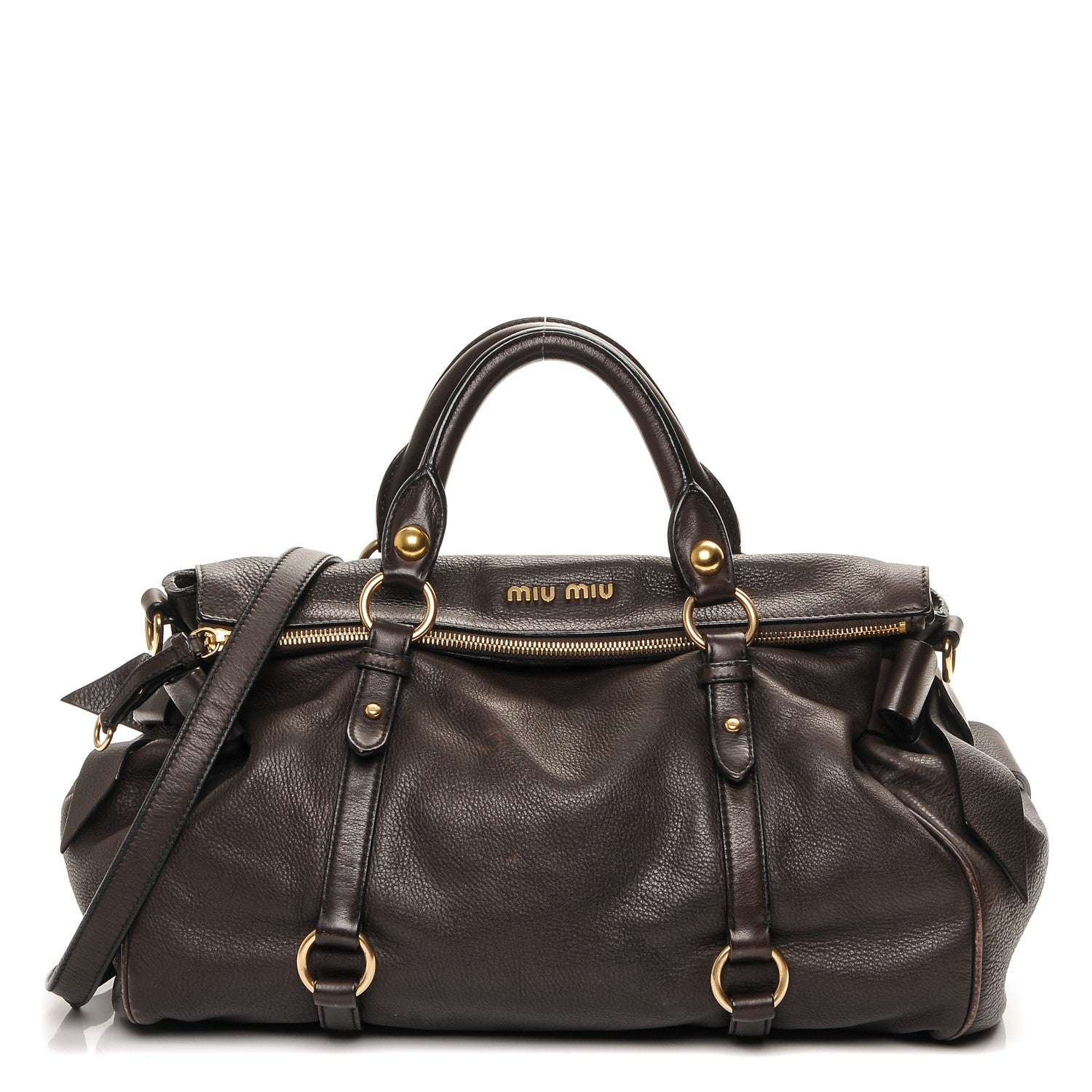 Miu Miu Vitello Medium Bow Bag Brown 1 of 6