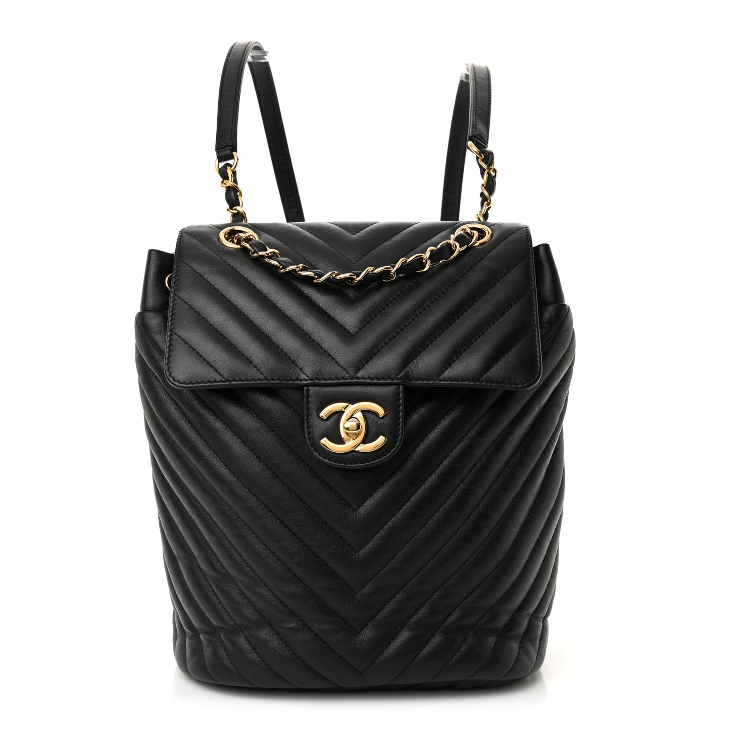 Calfskin Chevron Quilted Small Urban Spirit Backpack Black