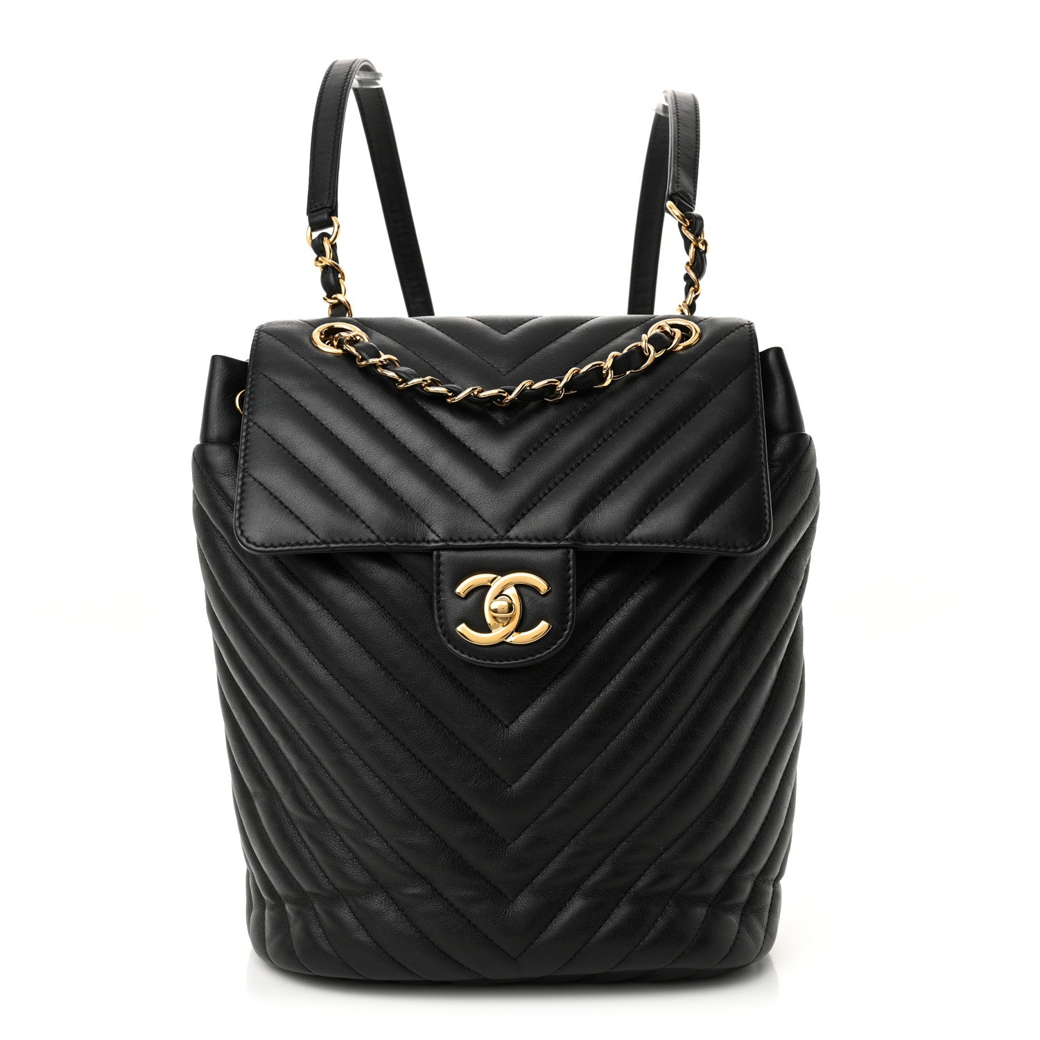 Chanel Calfskin Chevron Quilted Small Urban Spirit Backpack Black 1 of 11