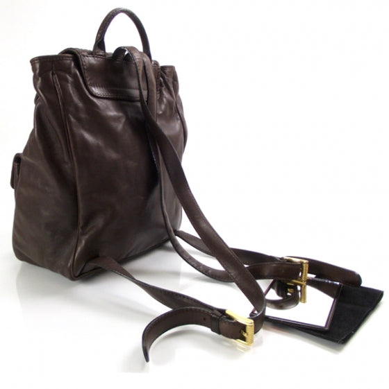 Woven Leather Backpack Ebano
