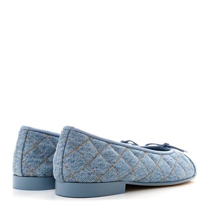 Chanel Denim Quilted CC Cap Toe Ballerina Flats 36.5 Light Blue 5 of 10