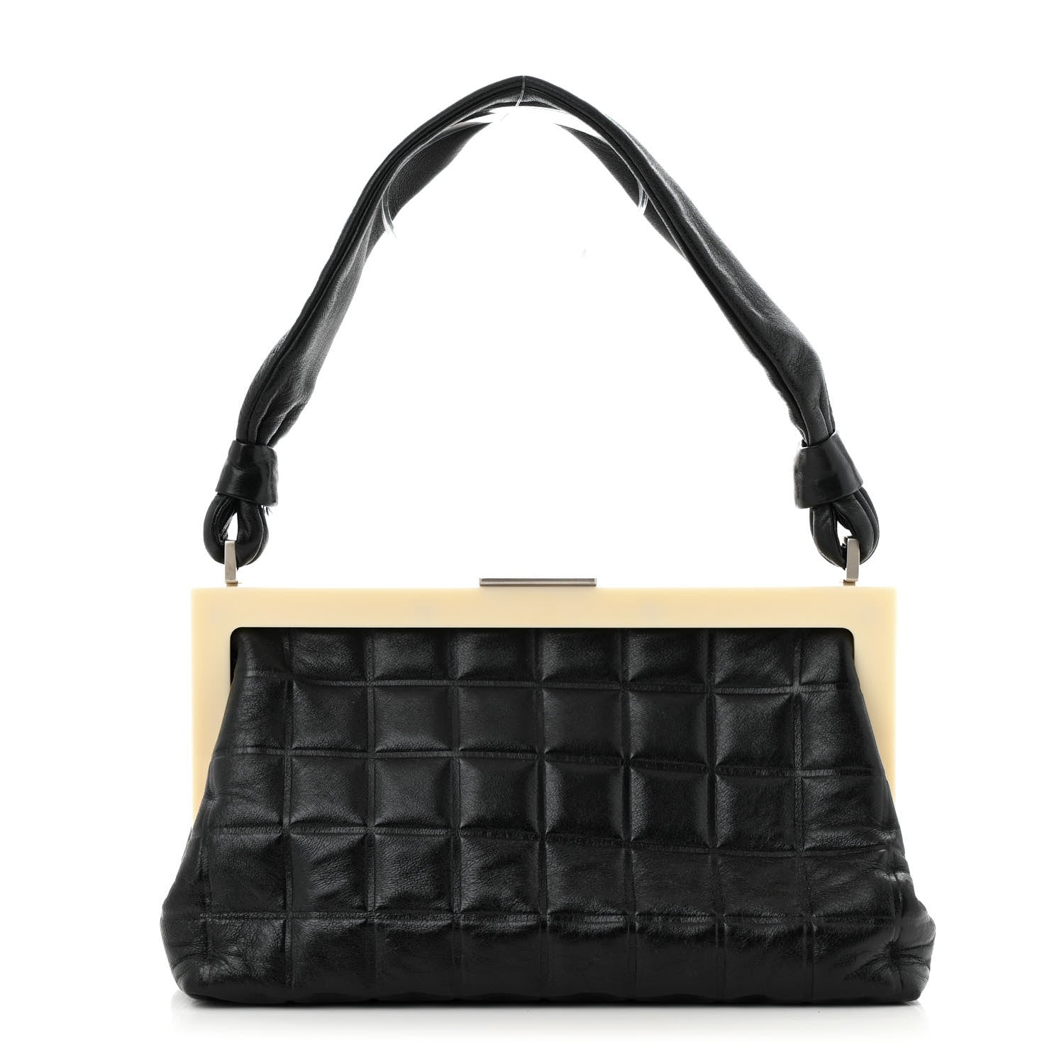 Chanel Lambskin Chocolate Bar Quilted Frame Shoulder Bag Black 1 of 14