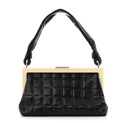 Chanel Lambskin Chocolate Bar Quilted Frame Shoulder Bag Black 1 of 14