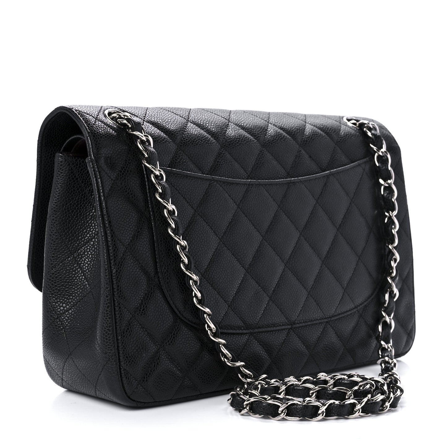 Caviar Quilted Jumbo Double Flap Black