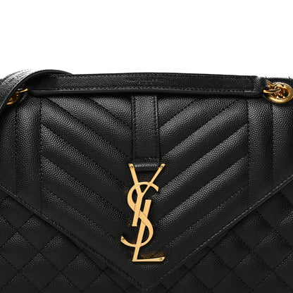 Saint Laurent Grain De Poudre Textured Mixed Matelasse Triquilt Medium Monogram Satchel Black 7 of 12