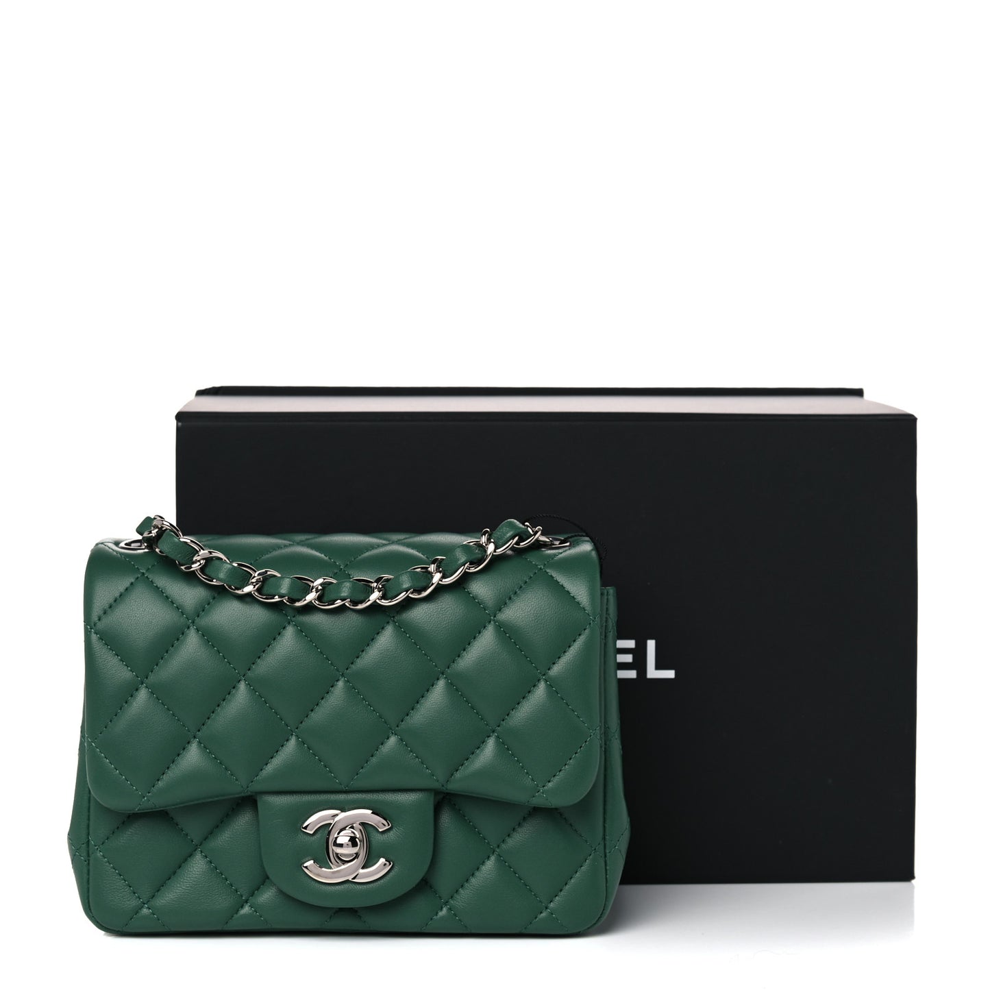 Lambskin Quilted Mini Square Flap Green