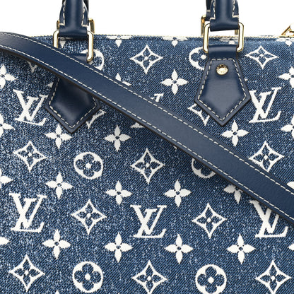 Louis Vuitton Monogram Jacquard Denim Speedy Bandouliere 25 Bleu 8 of 11