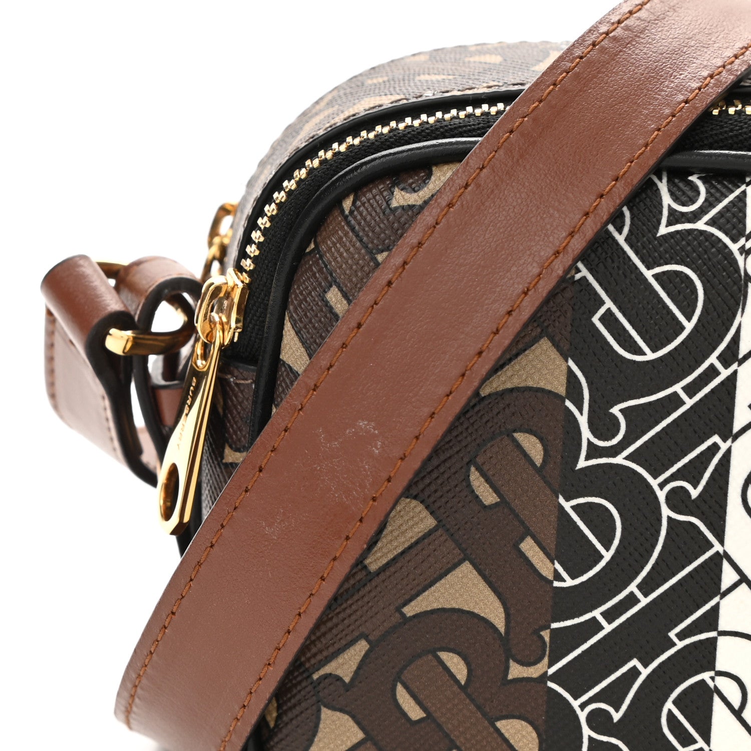 Burberry E-Canvas Monogram Stripe Micro Camera Bag Bridle Brown 9 of 10