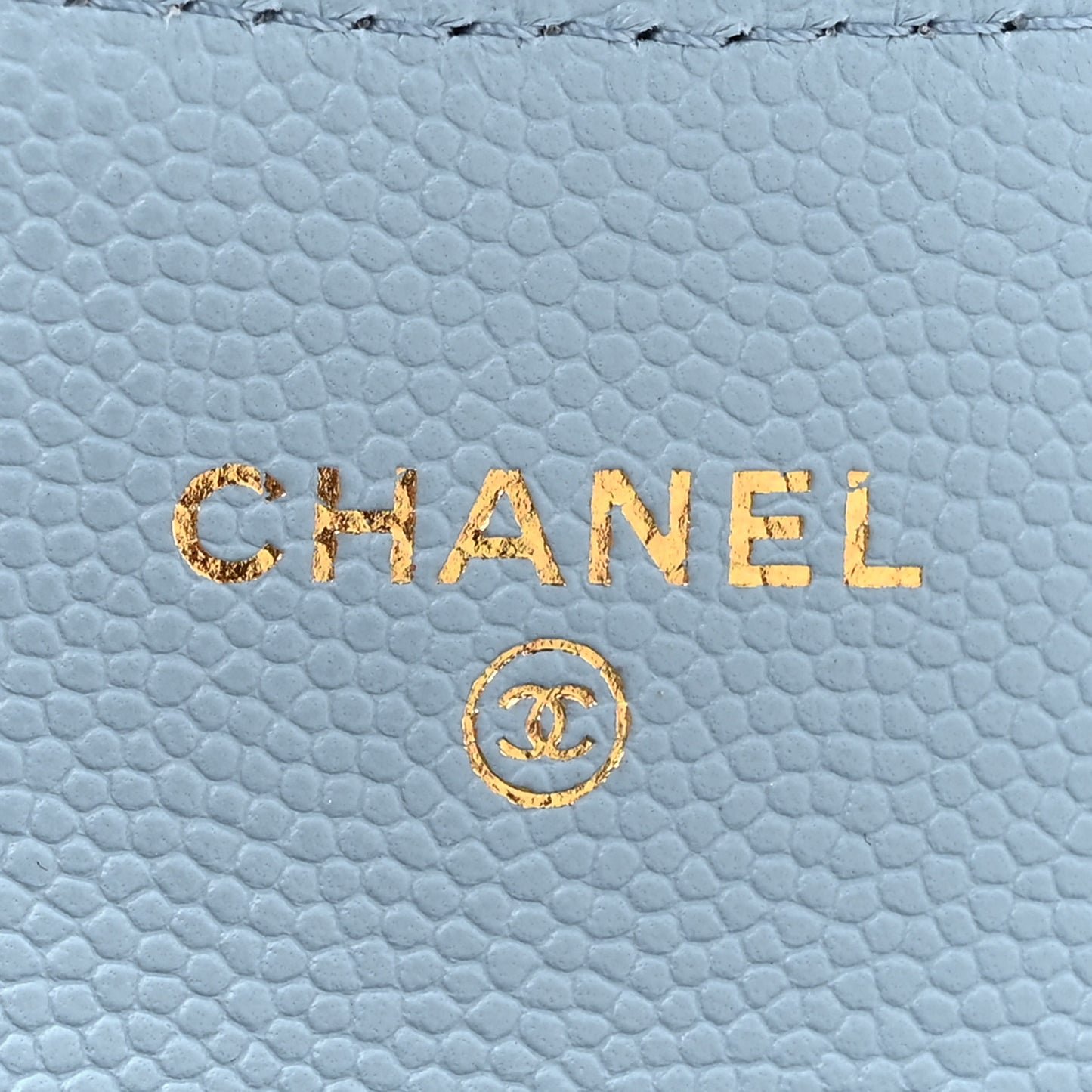 Caviar Quilted Flap Card Holder Wallet Light Blue