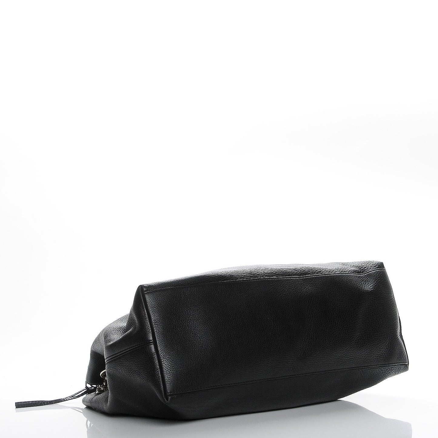 Pebbled Calfskin Large Soho Chain Shoulder Bag Black