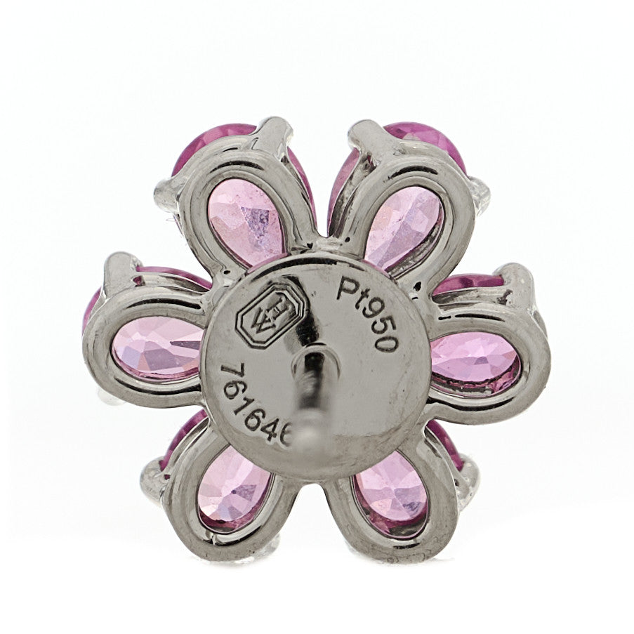 Harry Winston Platinum Pink Sapphire Diamond Forget Me Not Earrings 4 of 5