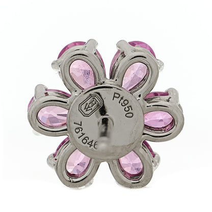 Harry Winston Platinum Pink Sapphire Diamond Forget Me Not Earrings 4 of 5