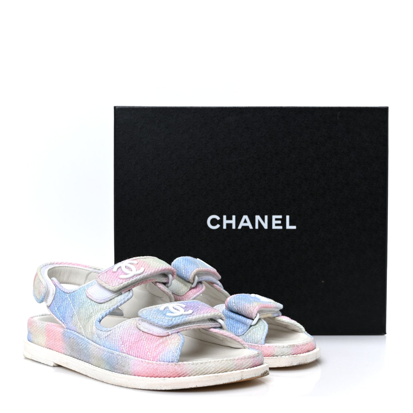 Printed Fabric Quilted Dad Sandals 36 Green Pink Blue