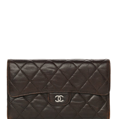 Chanel Lambskin Quilted Large Flap Wallet Dark Brown 8 of 30