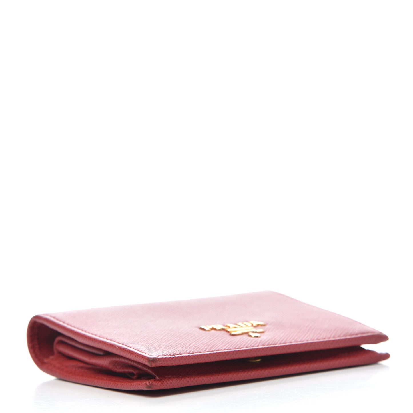 Saffiano Metal Compact Snap Bi-Fold Wallet Fuoco