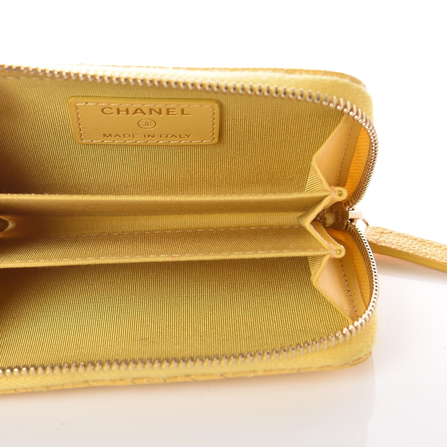 Chanel Caviar Stitched Zip Coin Purse Yellow 5 of 8