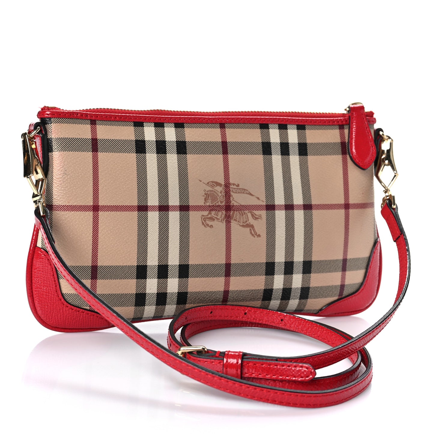 Haymarket Check Small Peyton Crossbody Clutch Bag Military Red