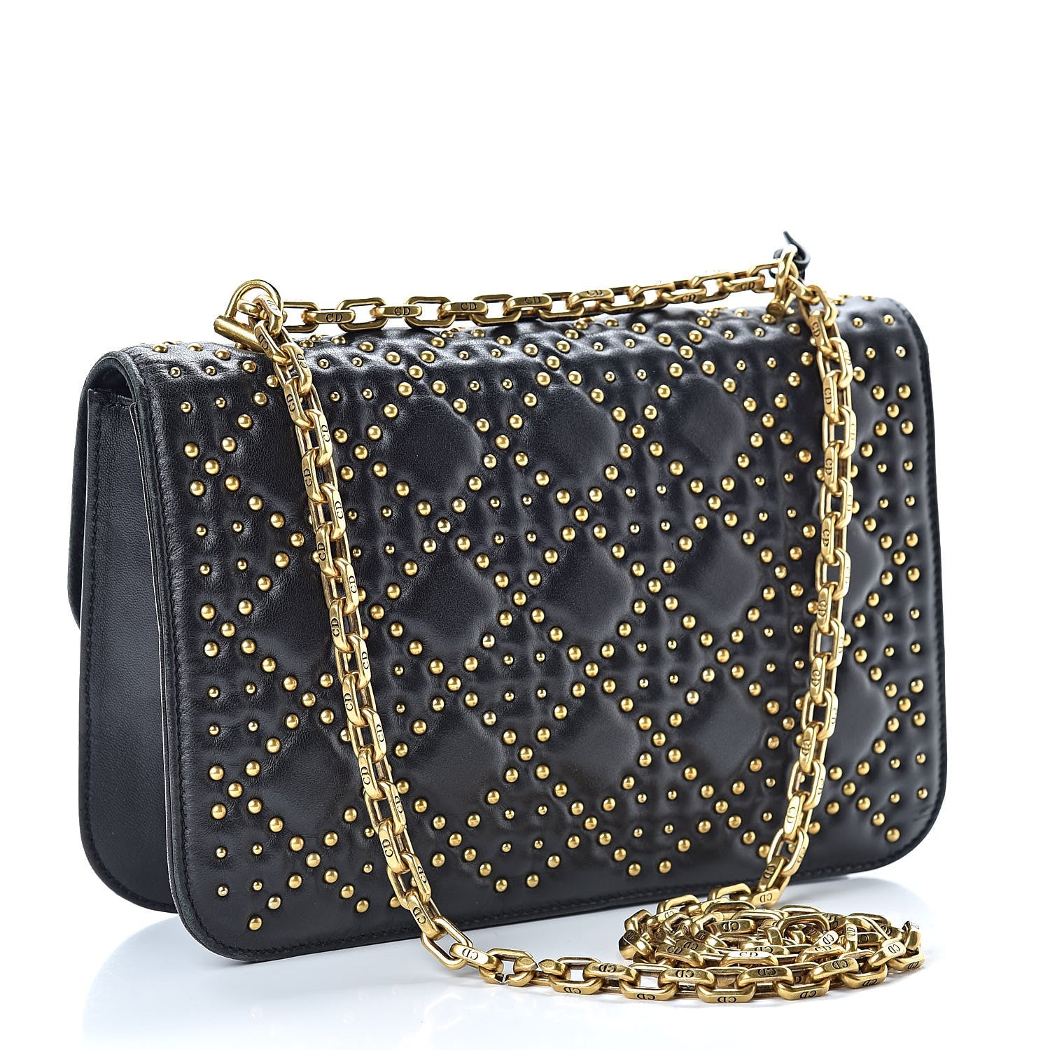 Christian Dior Lambskin Cannage Studded Large Dioraddict Flap Bag Black 3 of 14