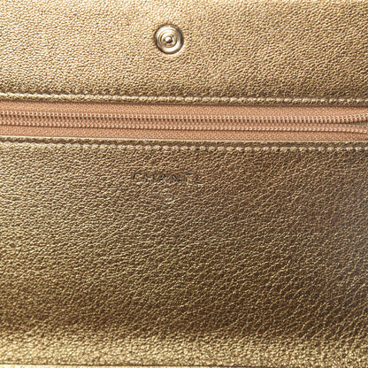 Chanel Metallic Goatskin Quilted Diamond CC Wallet On Chain WOC Gold 6 of 14