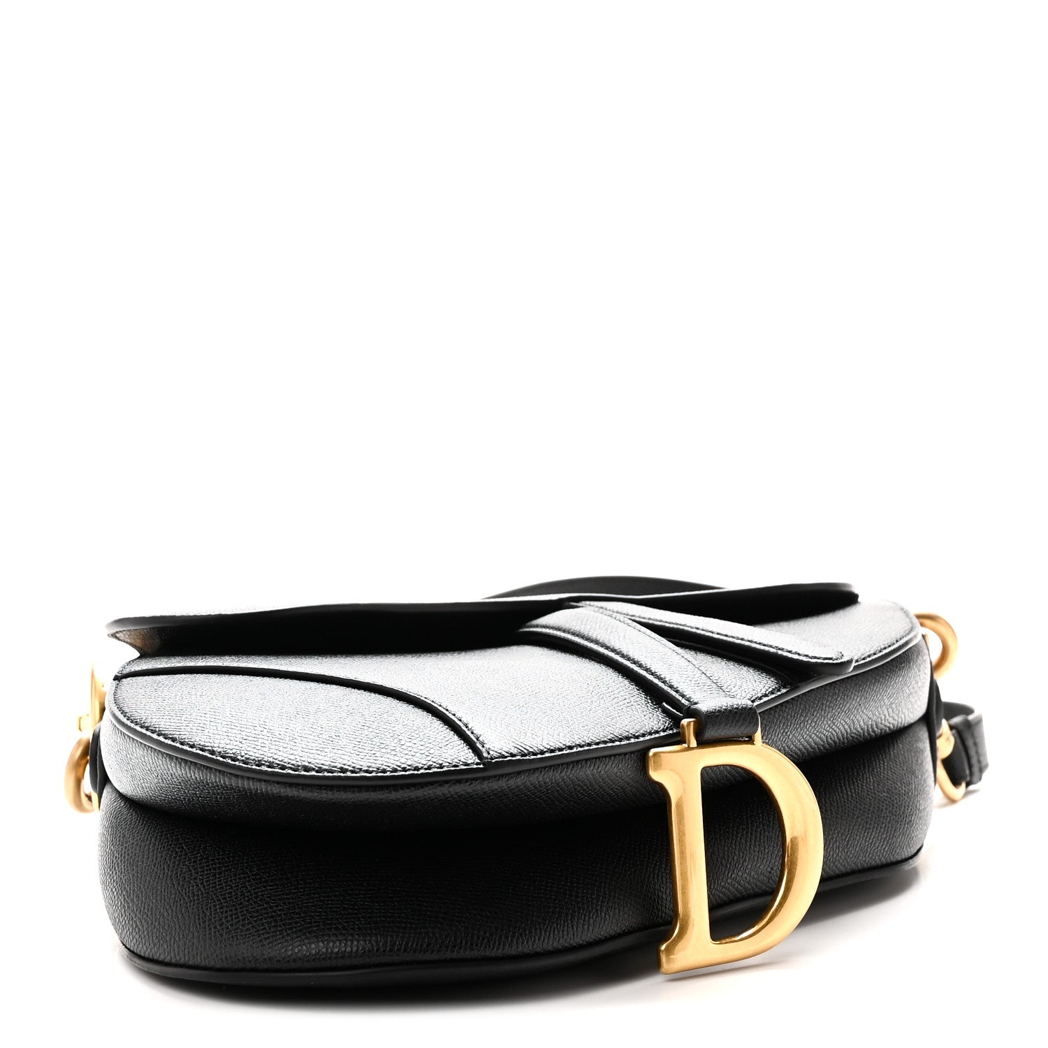 Christian Dior Grained Calfskin Saddle Bag With Strap Black 4 of 11