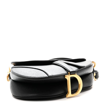 Christian Dior Grained Calfskin Saddle Bag With Strap Black 4 of 11
