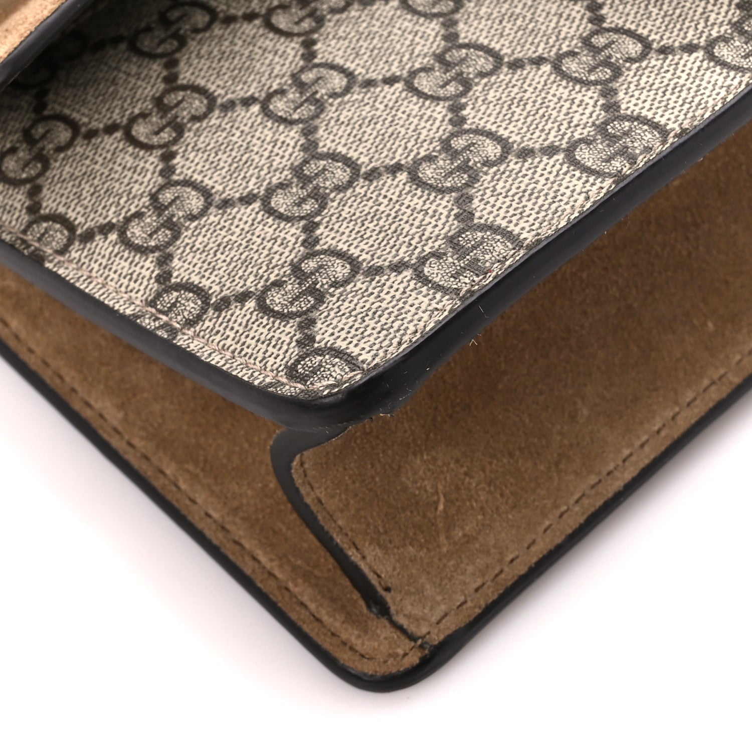Gucci GG Supreme Monogram Suede Crystal Small Dionysus Shoulder Bag Beige Ebony Taupe 9 of 14