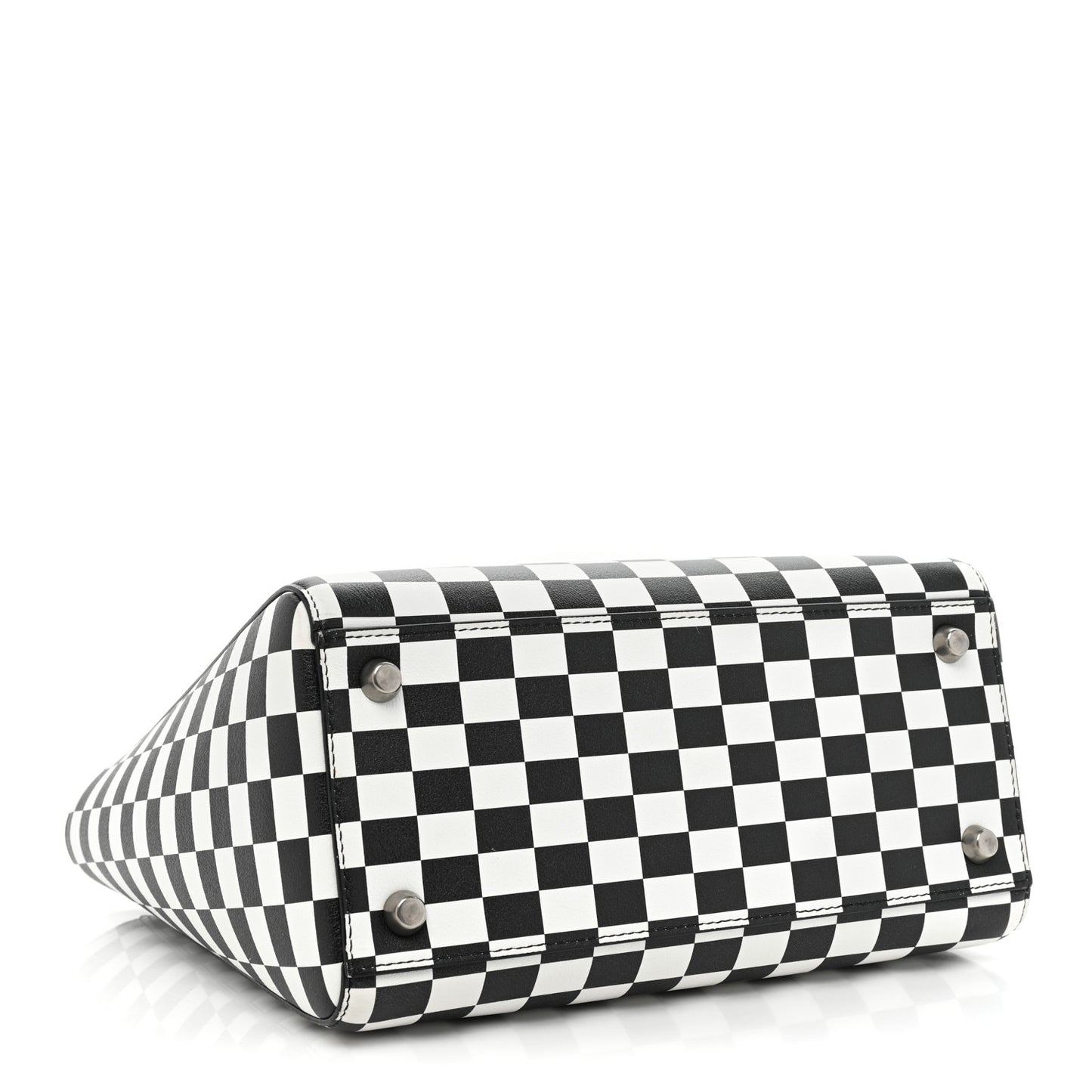 Calfskin Checkered Medium Lady Dior Black White