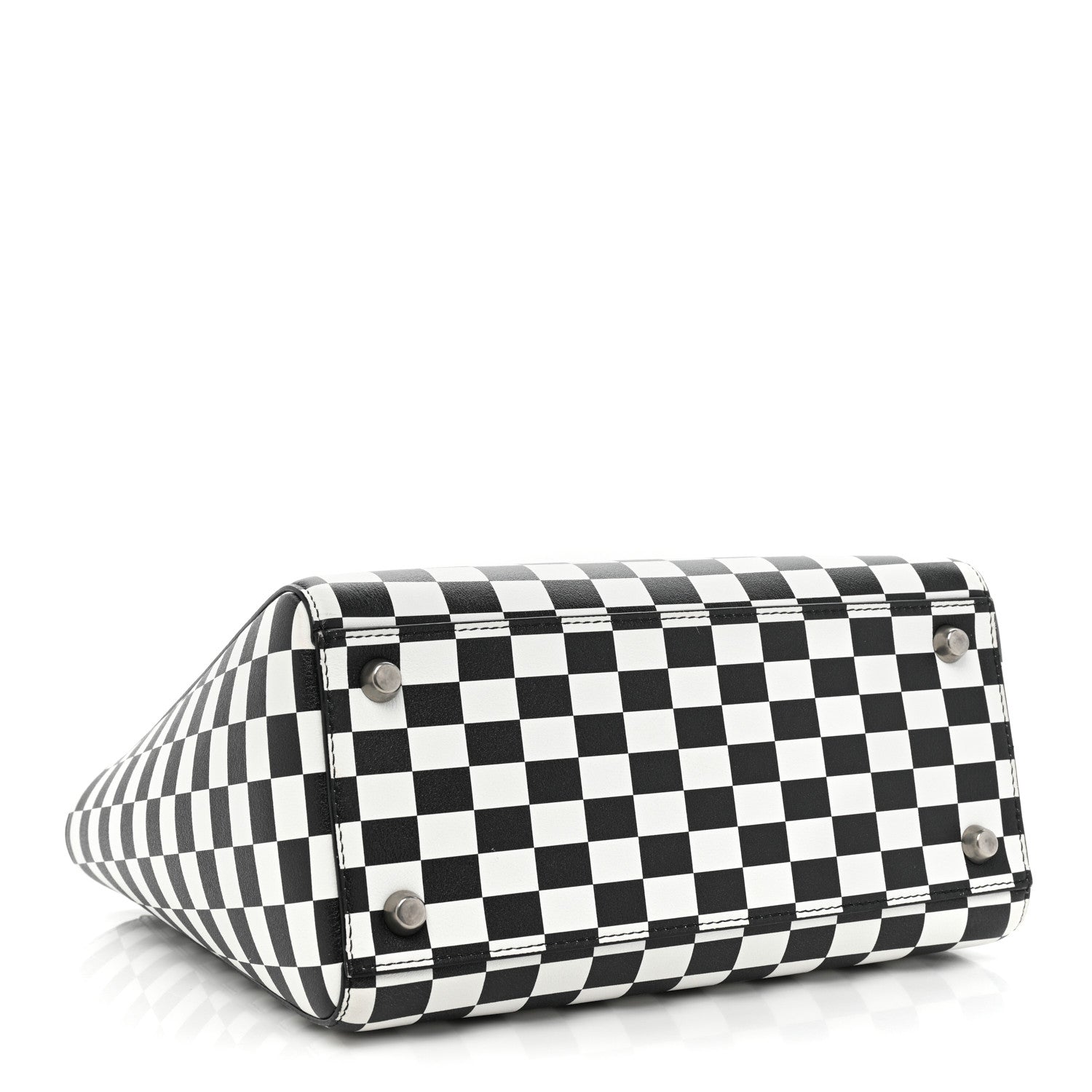 Christian Dior Calfskin Checkered Medium Lady Dior Black White 4 of 12