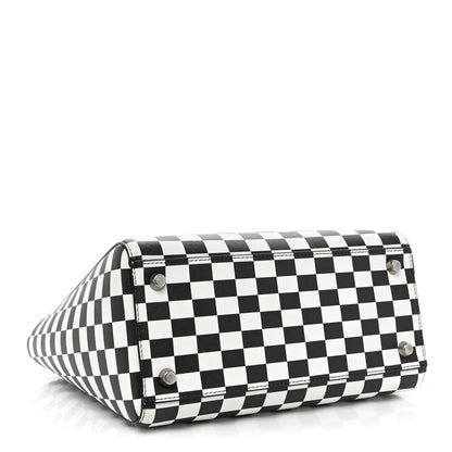 Christian Dior Calfskin Checkered Medium Lady Dior Black White 4 of 12