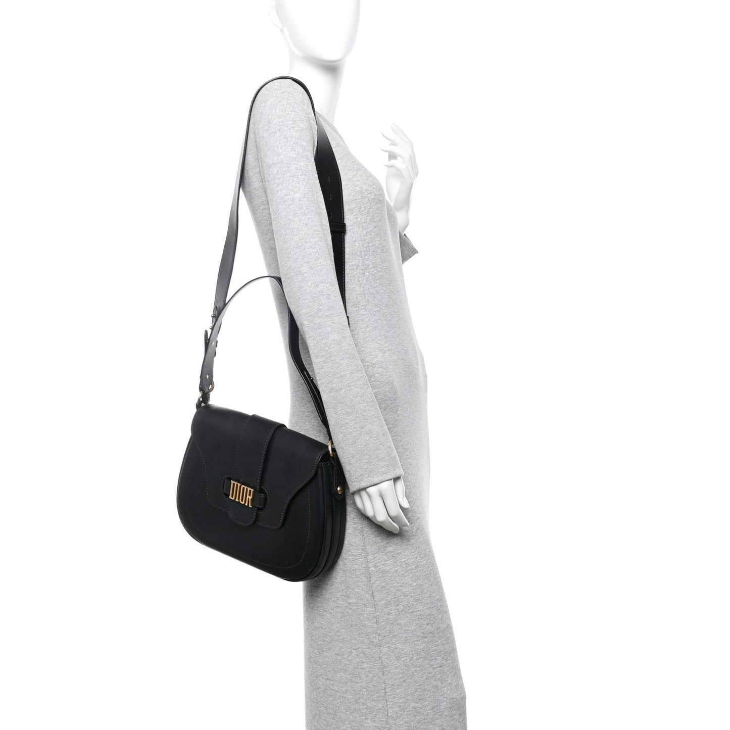 Calfskin D Fence Saddle Bag Black