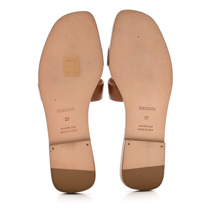 Hermes Box Calfskin Oran Sandals 39 Gold 7 of 11