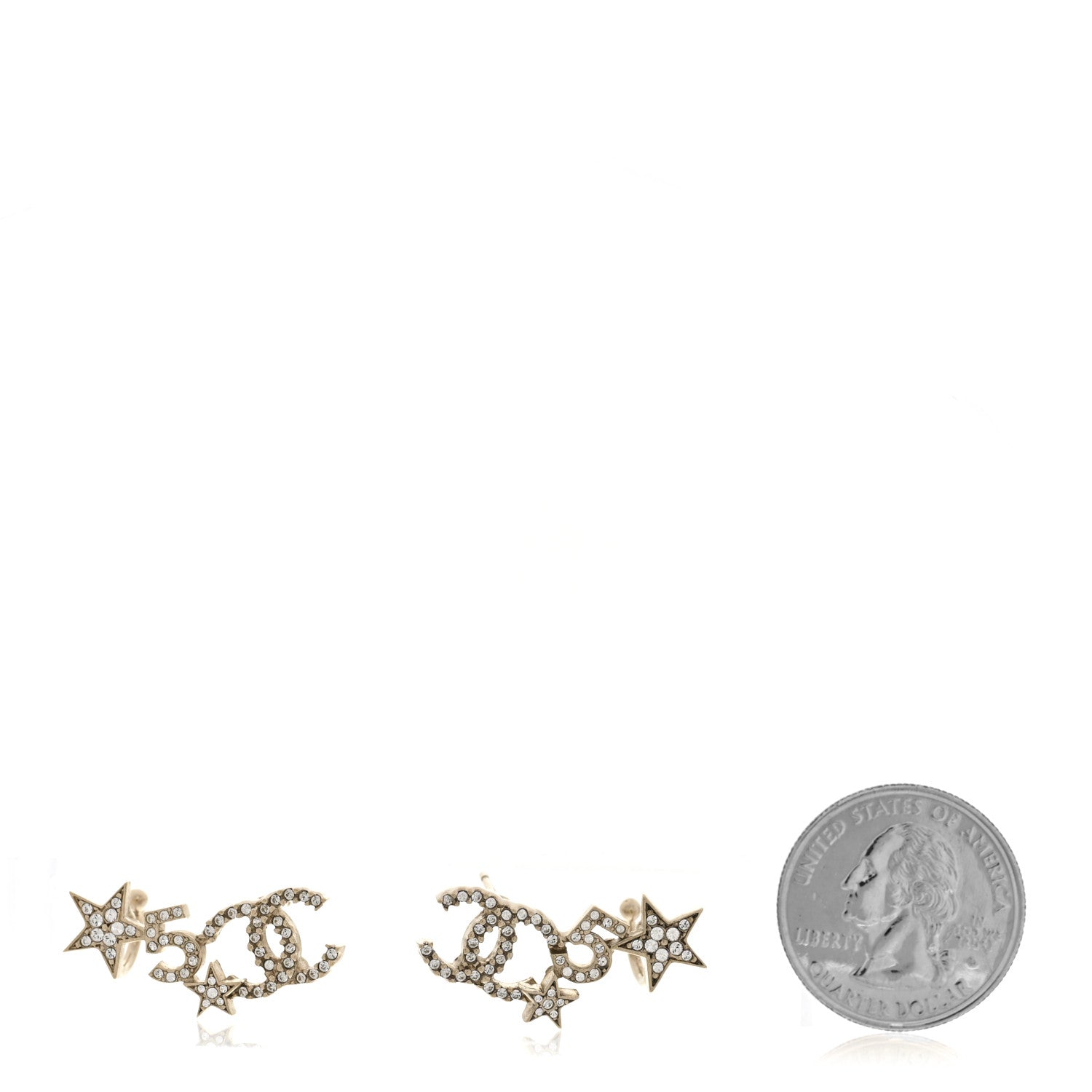 Chanel Crystal Star 5 CC Earrings Gold 2 of 5