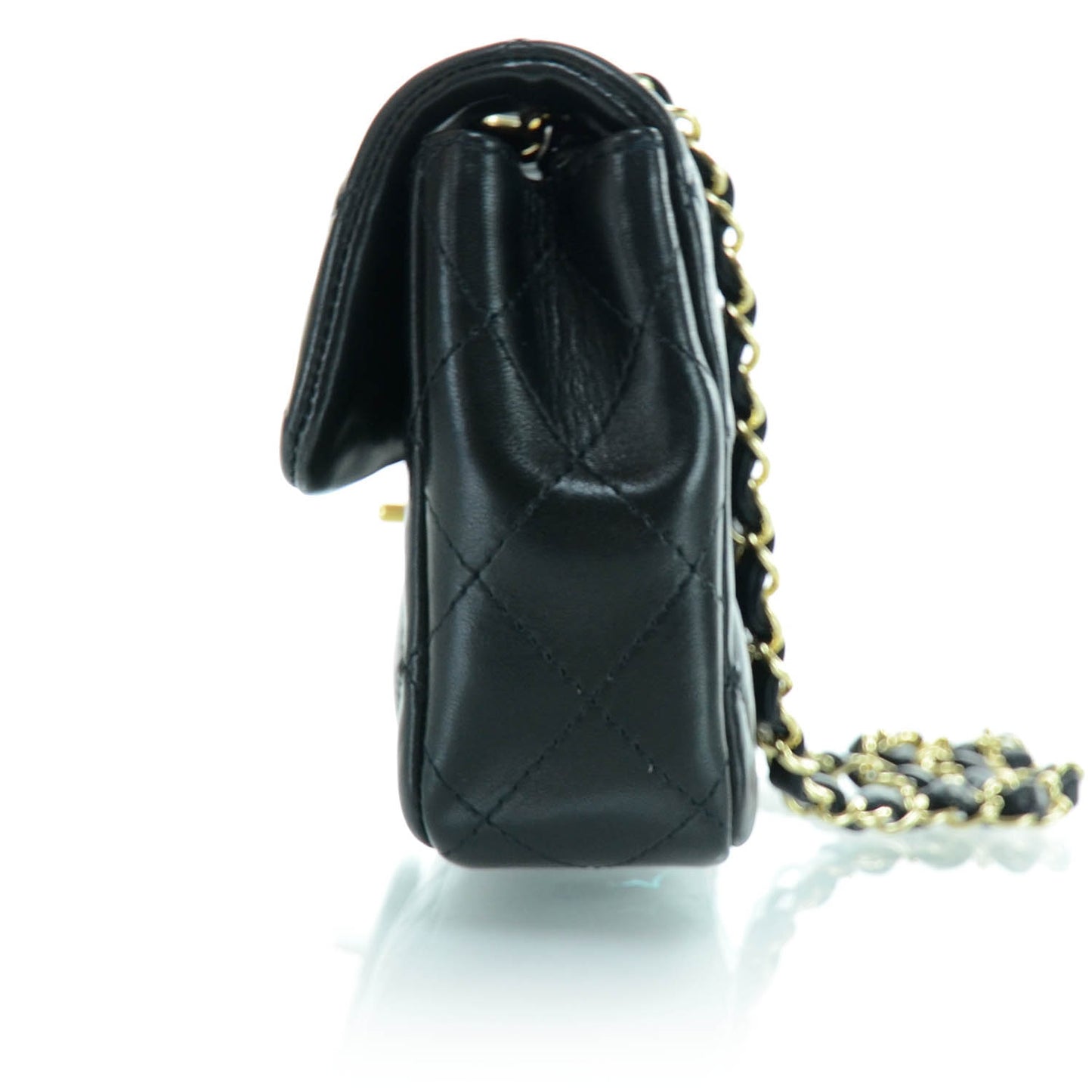 Lambskin Quilted East West Flap Black