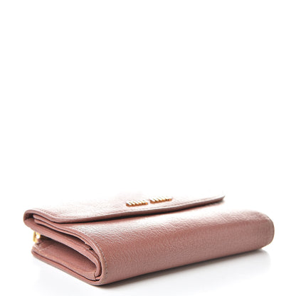 Miu Miu Goatskin Madras Flap Wallet Antico 4 of 16