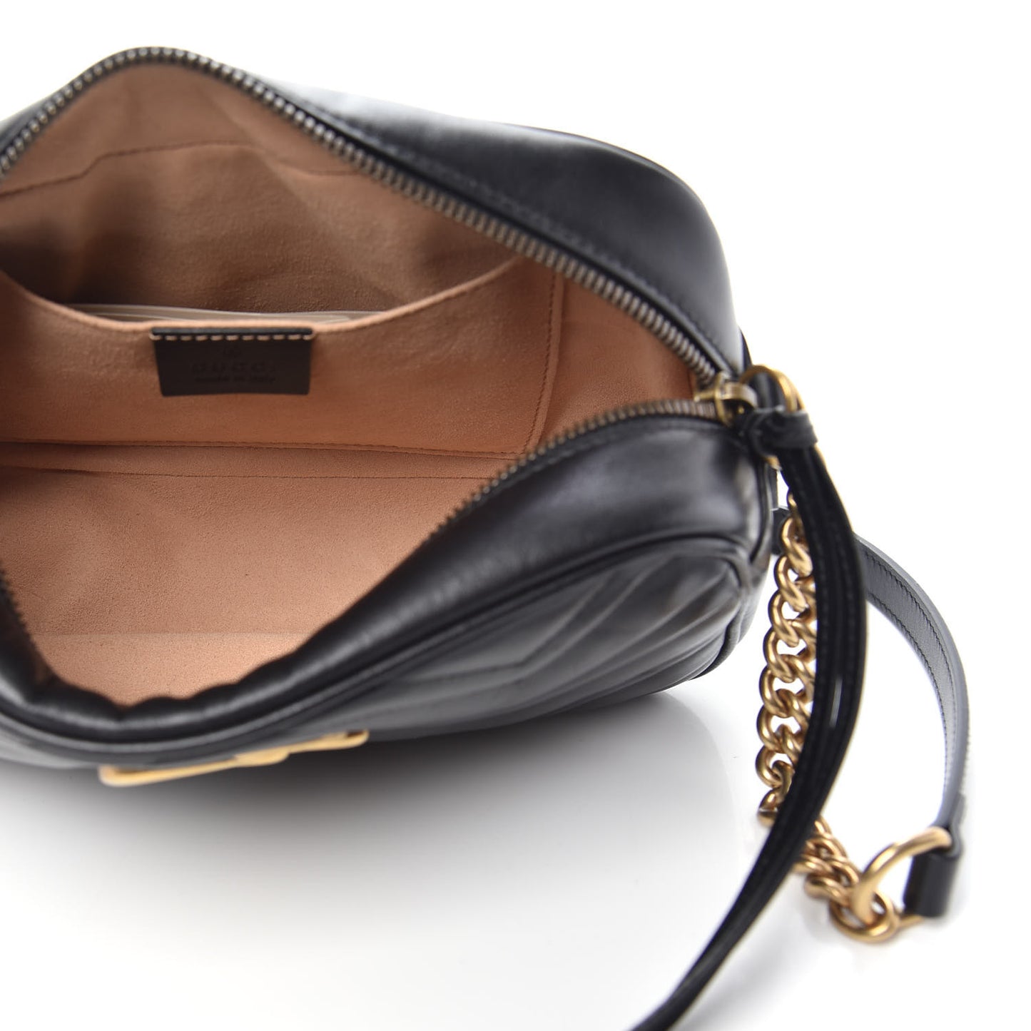 Calfskin Matelasse Small GG Marmont Chain Shoulder Bag Black