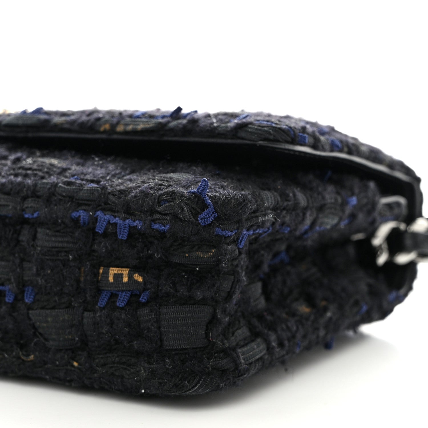 Chanel Tweed Quilted Chanel 19 Wallet On Chain WOC Black Navy Gold 11 of 11