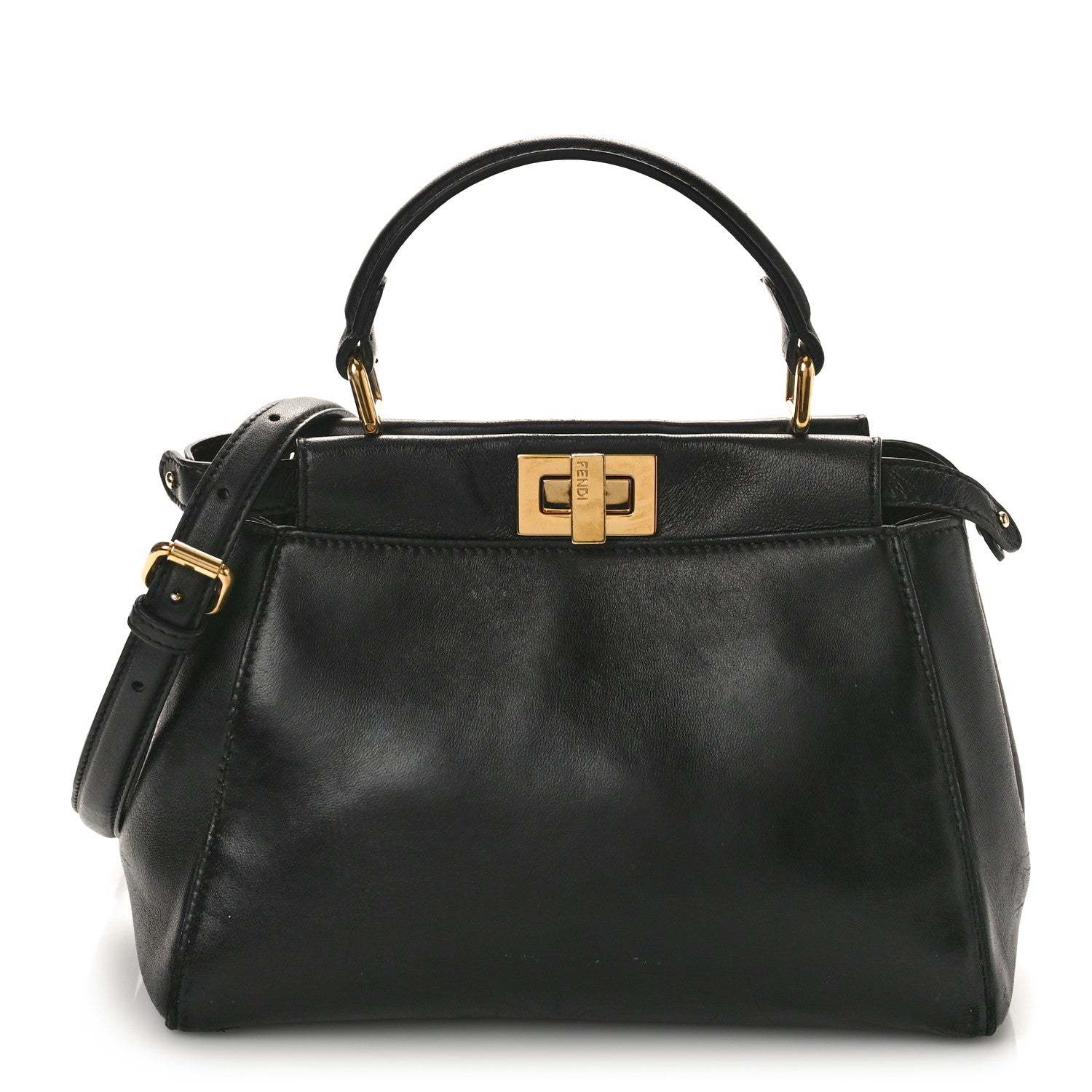 Fendi Nappa Mini Peekaboo Iconic Satchel Black 1 of 12