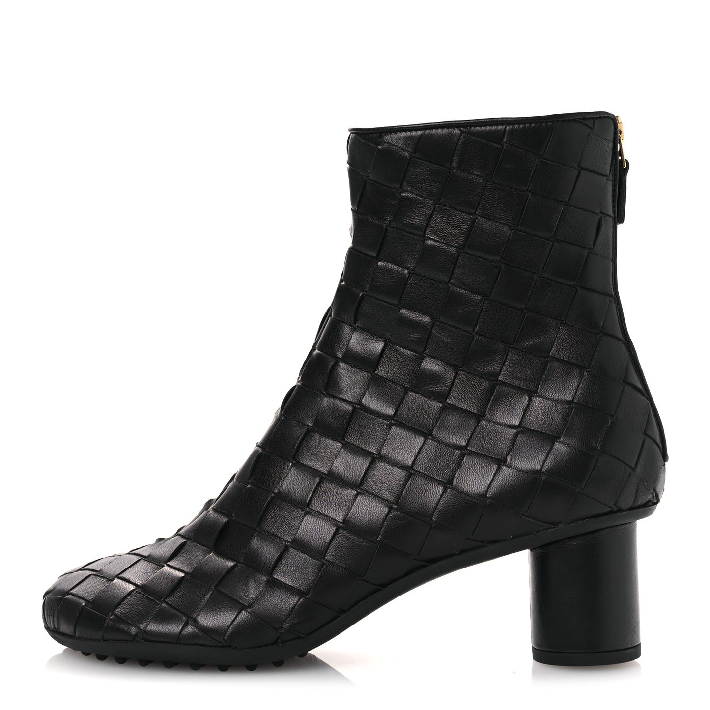 Lambskin Intrecciato Atomic Mid Heel Ankle 40 Black