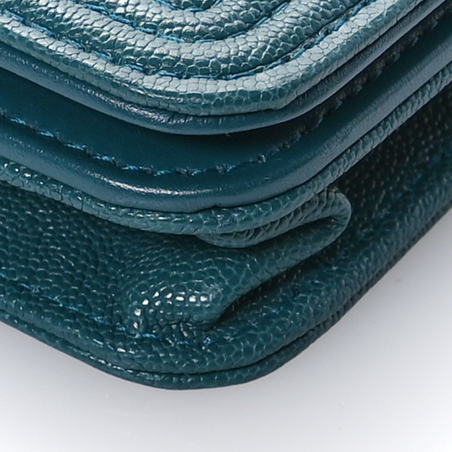 Chanel Caviar Quilted Boy Wallet On Chain WOC Teal 11 of 12