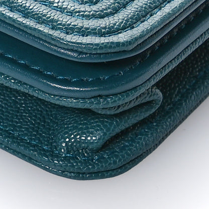 Chanel Caviar Quilted Boy Wallet On Chain WOC Teal 11 of 12