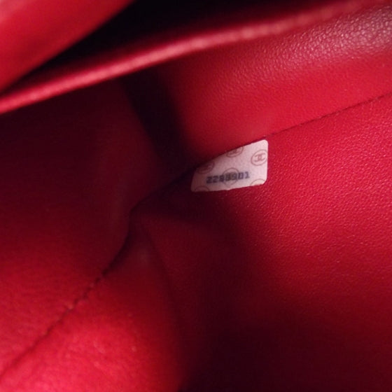 Vintage Lambskin Quilted Mini Flap Red