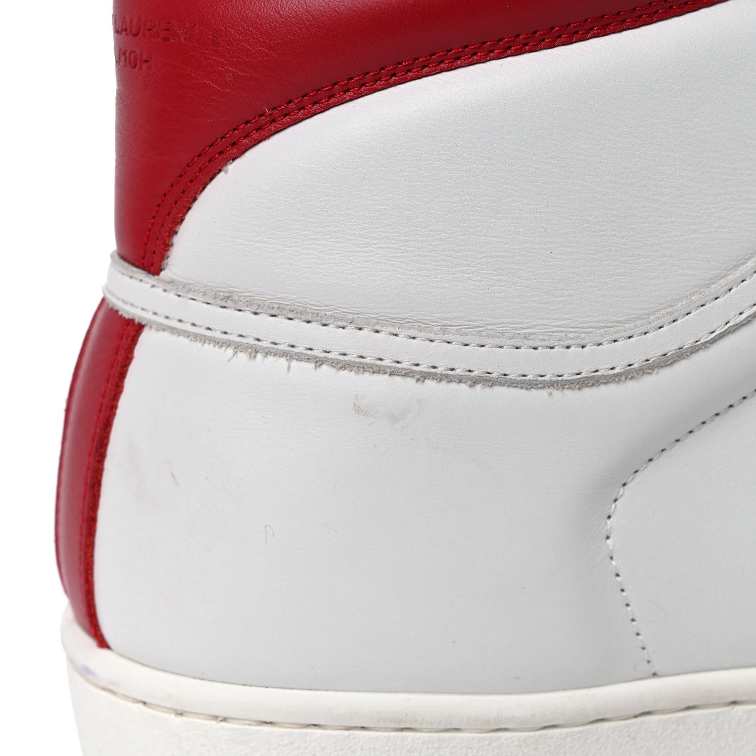 Saint Laurent Calfskin Court Classic SL/10H High Top Sneakers 43 White Red 7 of 25