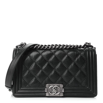 Chanel Calfskin Double Stitch Medium Boy Flap Black 1 of 10