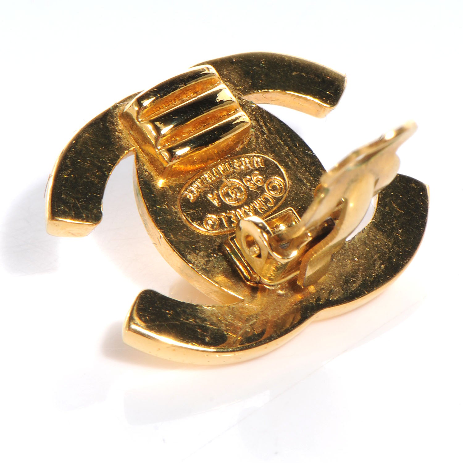 Chanel Metal CC Turnlock Clip On Earrings Gold 5 of 5