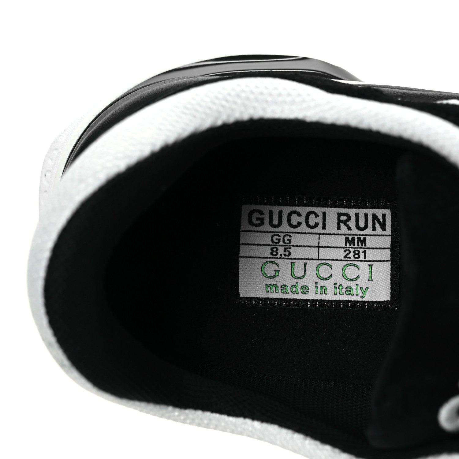 Gucci Technical Knit Fabric Suede Calfskin Mens Gucci Run Sneakers 8.5 Black White 9 of 11